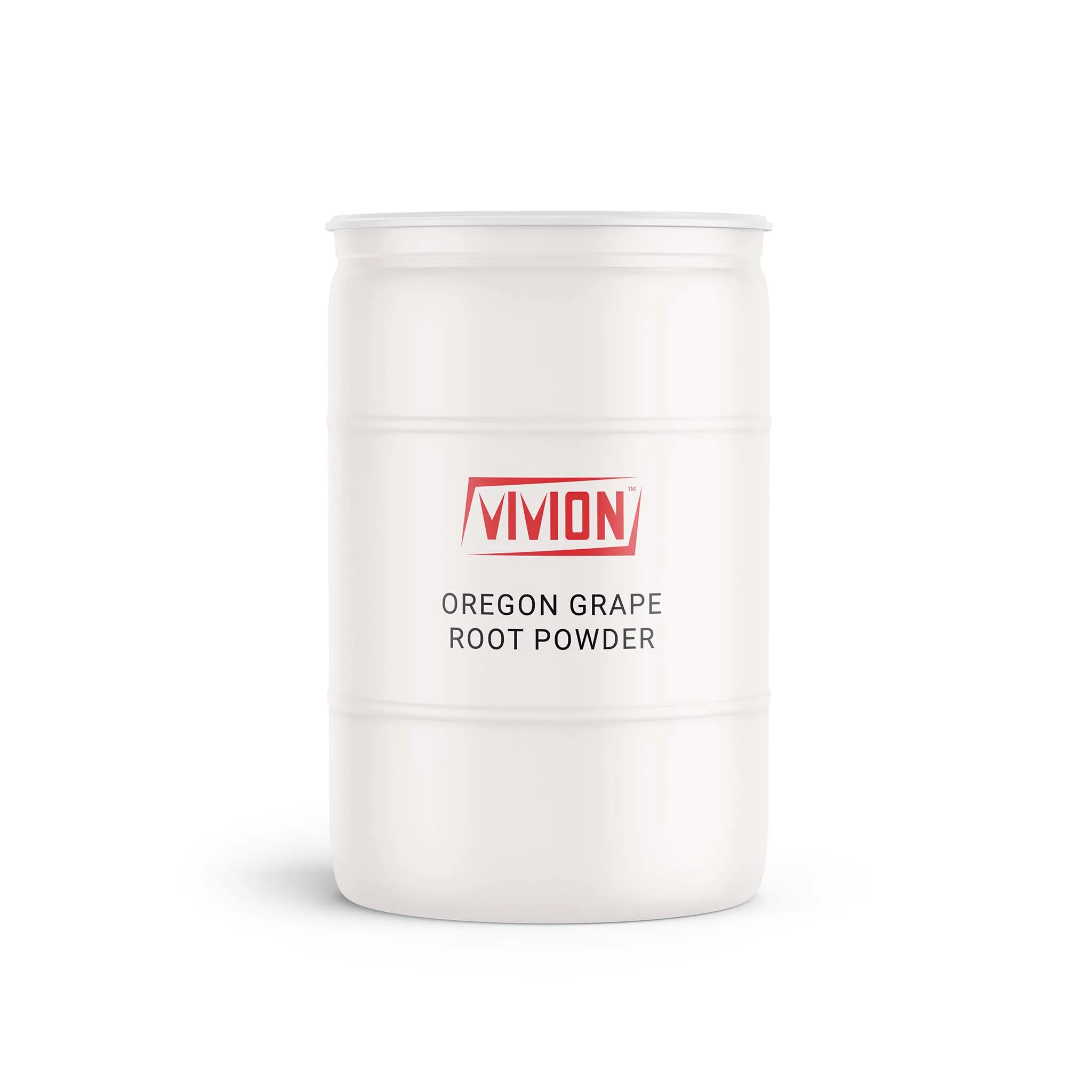 A barrel of Vivion's wholesale Oregon Grape Root Powder.