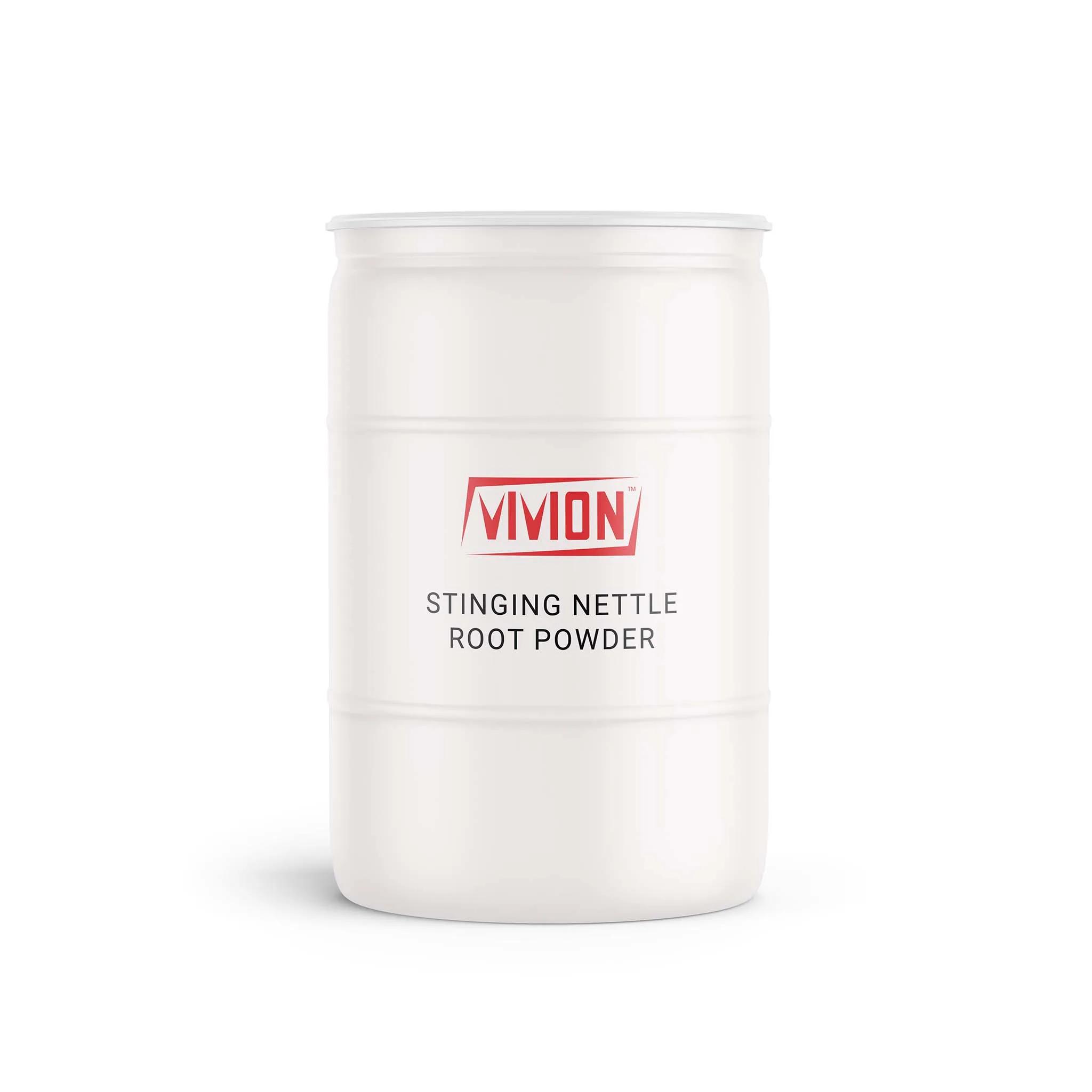 A barrel of Vivion's wholesale Stinging Nettle Root Powder.