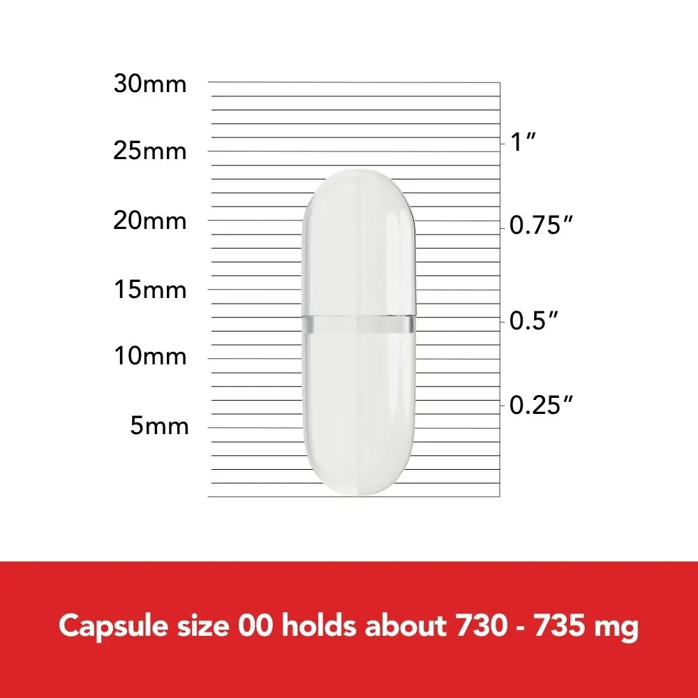 Image of capsule size 00 holds about 730-735 mg.