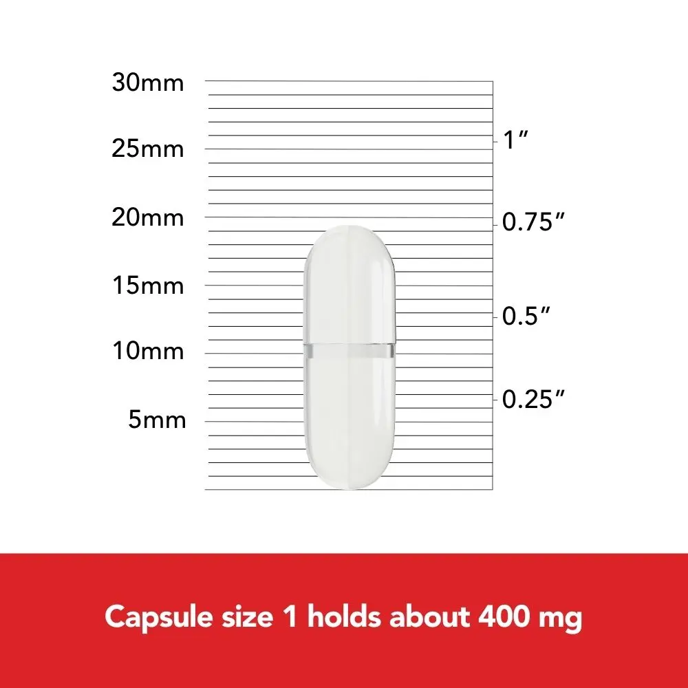 Image of capsule size 1 holds about 400 mg.