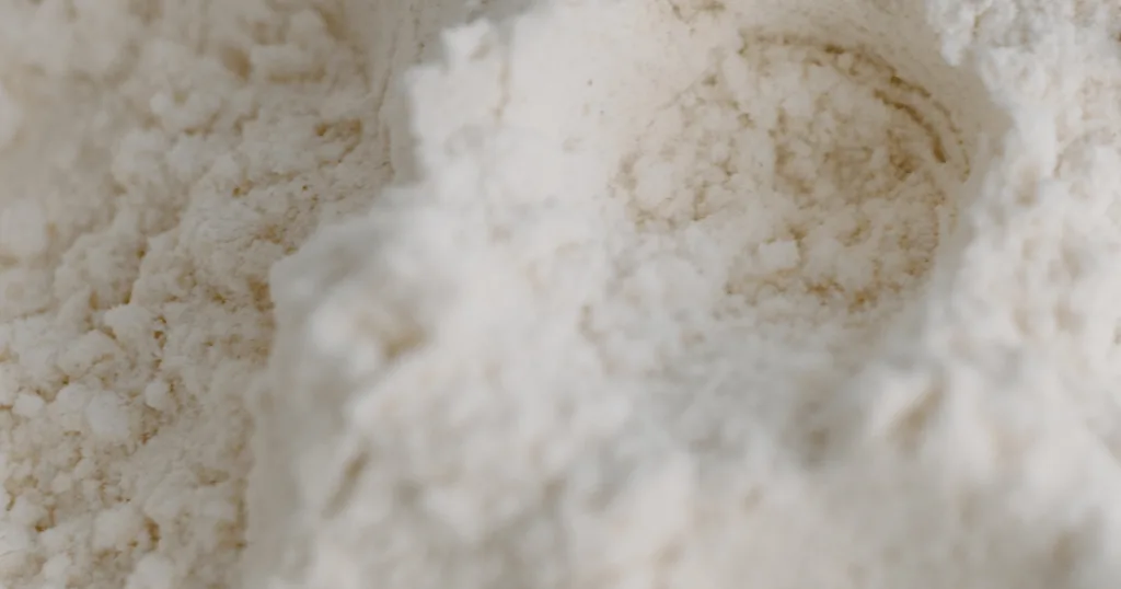 Close up shot of white granulated powder.