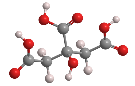 A chemical structure of Citric Acid.
